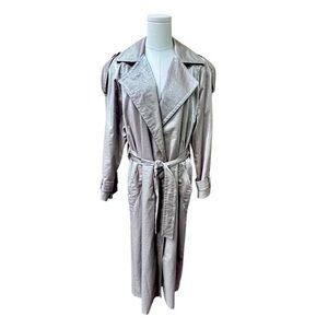 Galle Vintage Gold Metallic Women’s Belted Weather Resistant Trench Coat Size 2